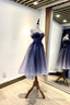 Tulle Lace Short Prom Dress, Off the Shoulder Prom Prom Dress