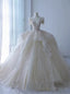 Tulle Lace V Neck Short Sleeve Beading Wedding Dress