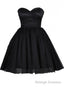 Tulle Little Black Dress, Sweetheart Simple Short Prom Dress