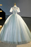 Tulle Long A Line Prom Dress, Gray Green Formal Dress Sweet 16 dress