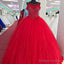 Tulle Scoop Neck Crystal Beaded Bodice Ball Gowns Flower Wedding Dresses