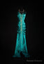 Turqoise Mermaid Halter Satin Beaded Prom Dresses Long Retro V-Neck Rhinestone Prom Gowns