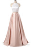 Two Piece High Neck Halter Long Homecoming Dresses