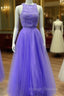 Two Piece Lavender Prom Dresses Lace Crop
