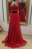 Two Pieces Red Long Prom Dress 2 Pieces Red Long Prom Dress