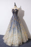 Unique A-Line Strapless Ombre Prom Dresses Long Stunning Prom Dress