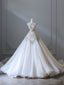 Unique Ball Gowns High Neckline Tulle White Long Wedding Dress Brides Dresses