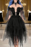 Unique Black Off The Shoulder Layered Tulle Homecoming Dress,Beautiful Prom Dress