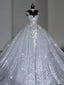 Unique Bridal Dresses Ball Gowns Scoop White Sequin Long Wedding Dress Luxury Bride Dresses Bridal Gown