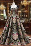 Unique Floral Floor Length Prom Dress, A-Line Black Evening Dress
