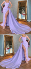 Unique Lilac Satin Mermaid Prom Dresses Online Prom Gowns