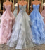 Unique sweetheart tulle lace long prom Dresses tulle Prom Dresses