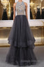 Unique tulle beads Prom Dresses Long tulle long Prom Dresses