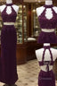 Unique Two Pieces Lace Applique Long Prom Dress, Lace Prom Dress