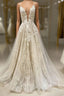 Unique V Neck Tulle Lace Prom Dresses Long Lace Tulle Prom Dresses