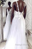 Unique v neck tulle lace Prom Dresses Long tulle lace Prom Dresses