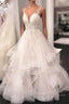 Unique v neck tulle lace long prom Dresses tulle lace wedding Dresses