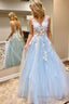 V-Neck A-Line Prom Dress with Appliques