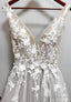 V-Neck A-Line Wedding Dresses Bridal Gowns Dress For Brides