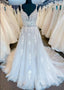 V-Neck Backless Lace/Tulle Wedding Dresses