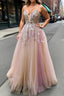 V Neck Backless Pink Lace Floral Long Prom Dress, Pink Lace Formal Dress, Pink Evening Dress