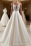 V Neck Backless White Prom Dress With Beads, V Neck Formal Dress, White Evening Dress