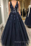 V Neck Beaded Black Lace Appliques Long Prom Dresses Black Lace Prom Graduation Prom Dresses