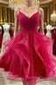V Neck Burgundy Tulle Short Prom Dress V Neck Burgundy Homecoming Dress Burgundy Graduation Prom Dress