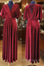 V-Neck Burgundy Velvet Long Bridesmaid Dress