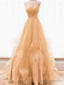 V Neck Champagne Backless Wedding Dress Champagne Backless Prom Dress Prom Dress