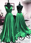 V Neck Green Backless Long Prom Dress Open Back Green Long Prom Dress