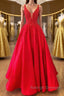 V Neck Open Back Red Lace Long Prom Dresses Red Lace Prom Dresses Beaded Red Prom Dresses