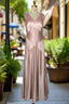 V Neck Pink Tie Back Mermaid Bridesmaid Dresses A Line Open Back Stretch Satin Floor Length Fromal Dresses