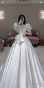 V-Neck Puff Sleeves Newest Wedding Dress Luxury A-Line Bridal Gown Prom Dresses