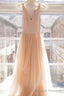 V Neck Tulle Beach Wedding Dresses,A Line V Neck Formal Dresses