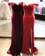 Velvet Mermaid Slit Bridesmaid Dress Off Shoulder