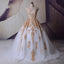 Vestido Gold Lace Appliques Wedding Dress Princess Ball Gown