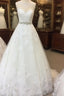 Vintage A-Line Cap Sleeves Crystal Beaded Sashes Wedding Lace Dress