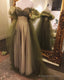 Vintage A Line Off The Shoulder Tulle Sage Green Prom Dress