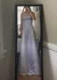 Vintage A-Line Strapless Lilac Long Prom Dresses