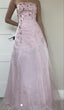 Vintage A Line Strapless Pink Long Prom Dresses Party Evening Dress