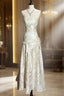 Vintage A Line Strapless White Lace Prom Gown Fairy Prom Dresses