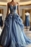 Vintage A-Line Sweetheart Chiffon Sequined Long Prom Dress