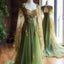 Vintage A-Line Tulle Sage Green Prom Dresses