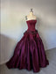 Vintage Ball Gowns Strapless Burgundy Sleeveless Satin 90S Classy Prom Dress Inspiration Prom Dresses Princess Graduation Dresses