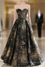 Vintage Ball Gown Sweetheart Sleeveless Long Prom Gown Fairy Black Prom Dress