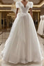 Vintage Ball Gown V Neckline Chiffon White Long Wedding Dress Brides Dresses