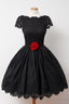 Vintage Black Lace Homecoming Dresses Bateau Knee-Length Flower