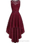 Vintage Elegant Floral Lace Sleeveless High Low Homecoming Dresses