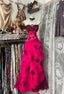 Vintage Fashion Mermaid Strapless Hot Pink Floor Length Prom Dresses Prom Dress